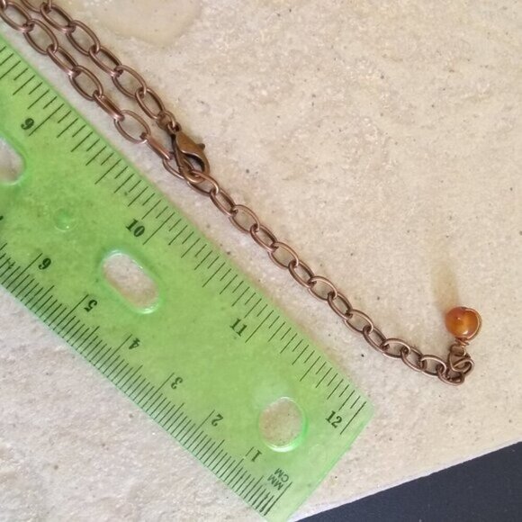 Rustic Crazy Lace Agate Pendant Necklace! Cream Gray Peachy Tangerine + Copper - Picture 12 of 15